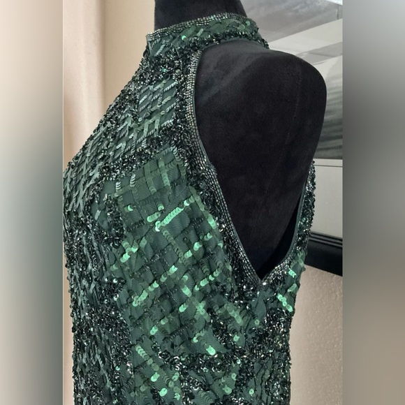 Mac Duggal Green Sequin Midi Dress - Picture 9 of 16